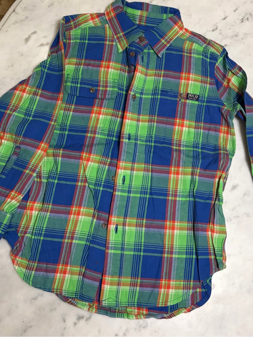 Polo by Ralph Lauren Blue, Green & Red Plaid Button-Down Shirt